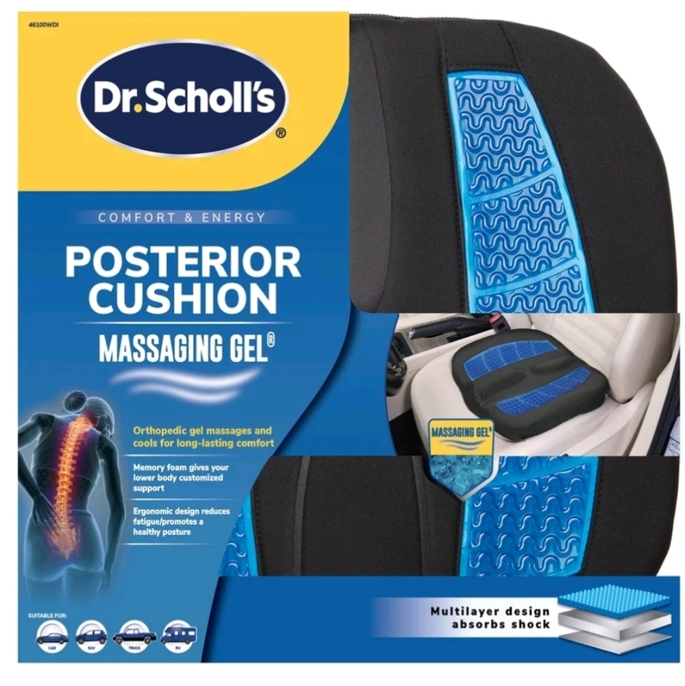 Dr. Scholl's Posterior Orthopedic Black and Blue Massaging Gel Seat Cushion